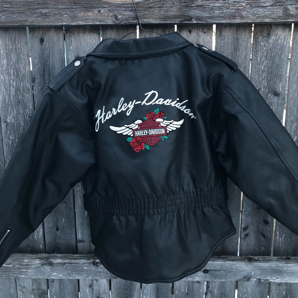 Harley-Davidson Black Leather Jacket with Embroidery